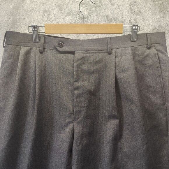 Jos A Bank Executive Collection 40x32 Dark Gray 100% Wool Cuffed Dress Pants - Picture 9 of 13